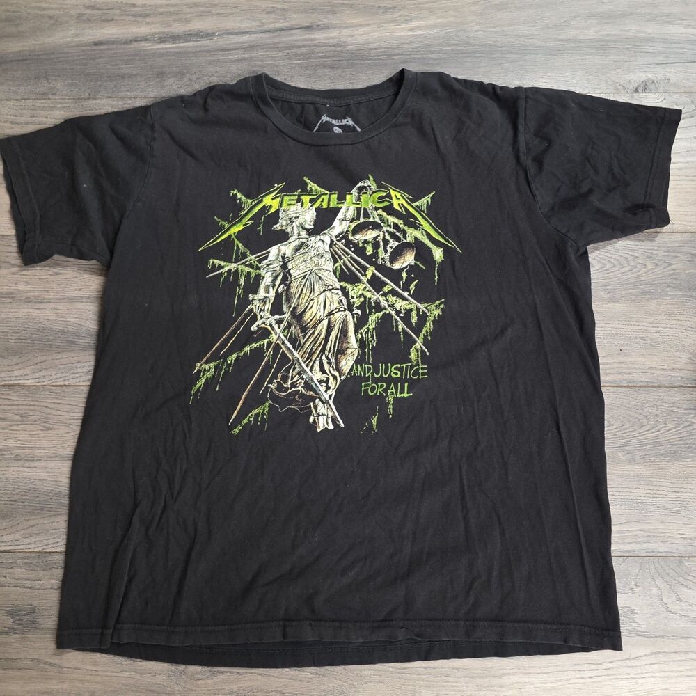 Metallica And Justice For All Shirt Mens Large XXL Black Band Tee Blackout Merch